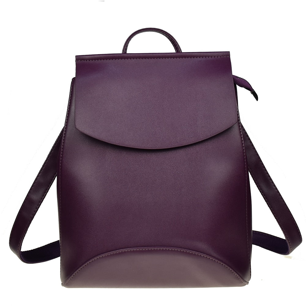 Fashion Leather Solid Color Backpack