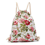 Flower Print Canvas Drawstring
