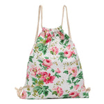 Flower Print Canvas Drawstring