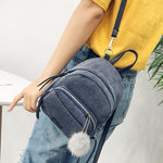 Cute Corduroy Backpack with Pompom Ball