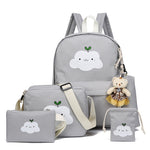 Nylon 4pc Set with Cute Cloud Printing