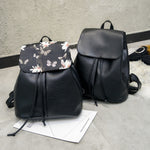 Flower Pattern Leather Backpack