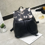 Flower Pattern Leather Backpack